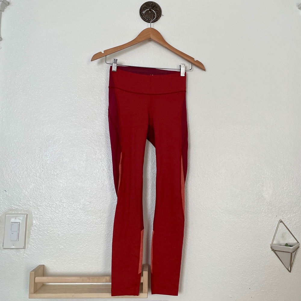 Outdoor Voices TechSweat Leggings Red Colorblock High Rise Pocket XS